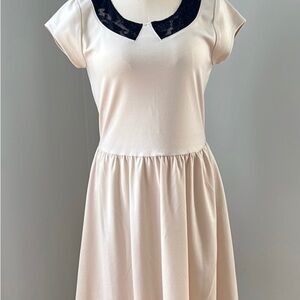 Cream Dress with Black Collar